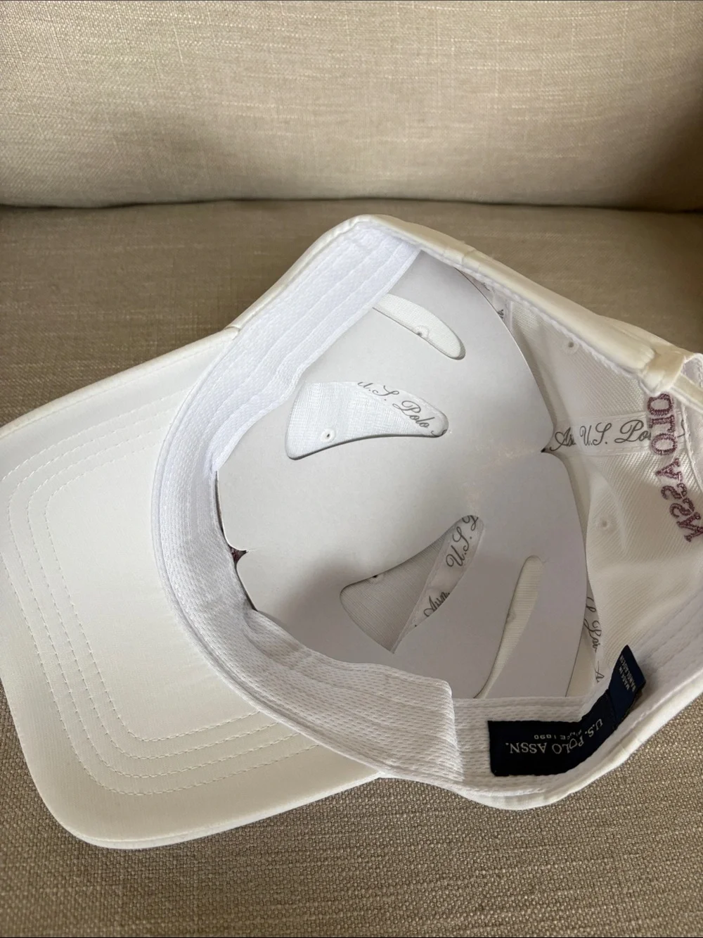NWT U.S. Polo Assn. White Baseball Cap with Pink Embroidered Logo